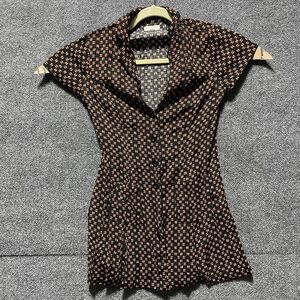 Silence + Noise Shirt Womens Small Geometric Button Front Fitted Top